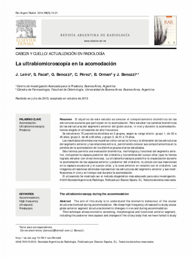 La ultrabiomicroscopía en la acomodación - Revista Argentina Radiología​